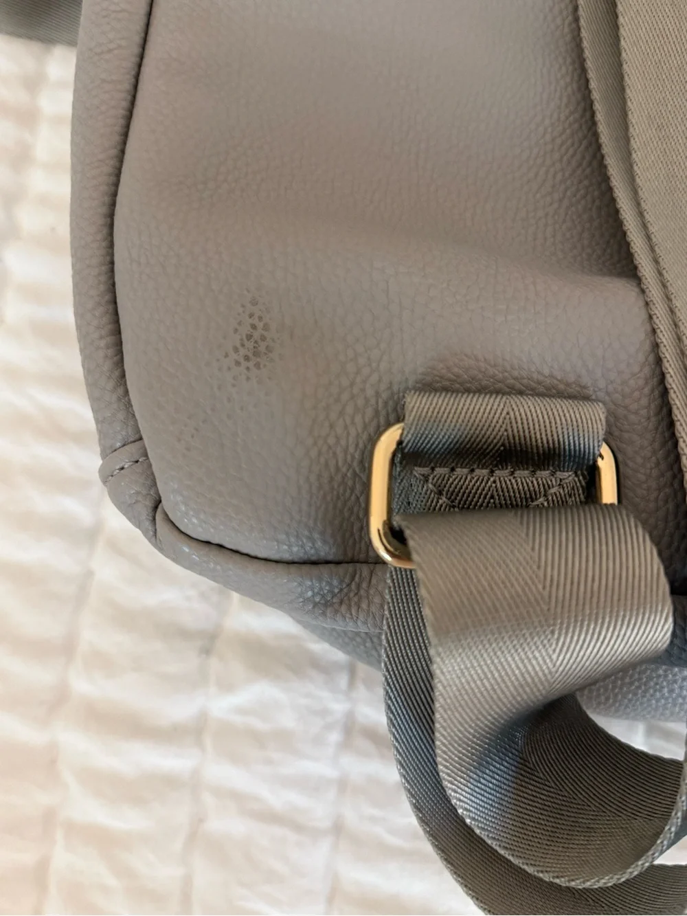 Kiki Lu Gray Faux Leather Diaper Bag Backpack / Crossbody – Good Condition
